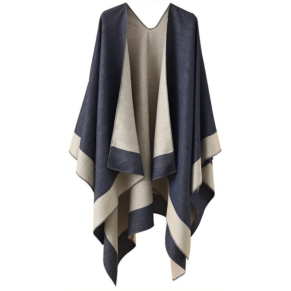 4267 Reversible Shawl Wrap For Women Ladies, Open Front Poncho Cape Warm